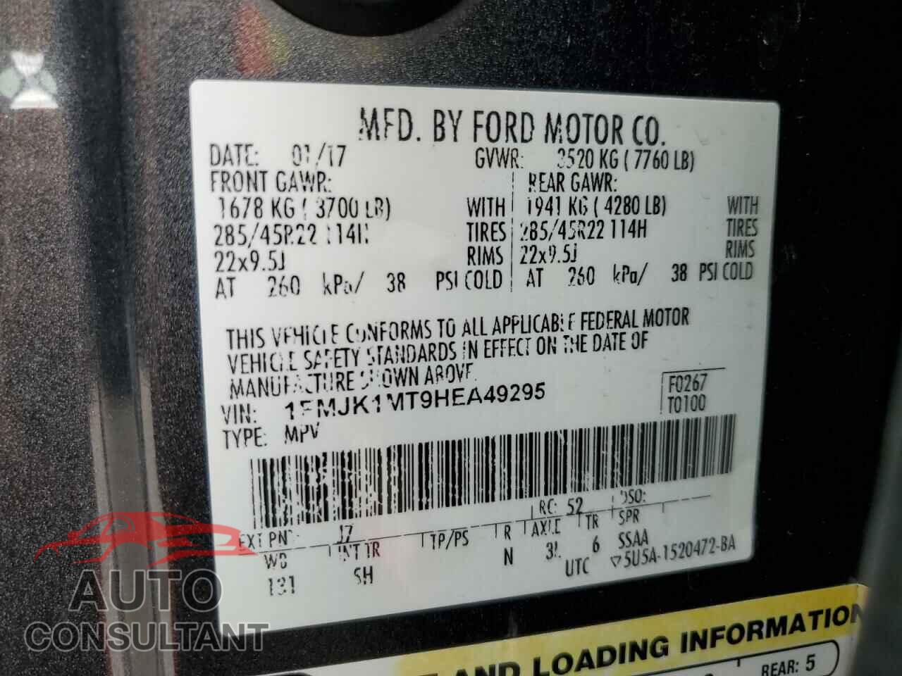 FORD EXPEDITION 2017 - 1FMJK1MT9HEA49295