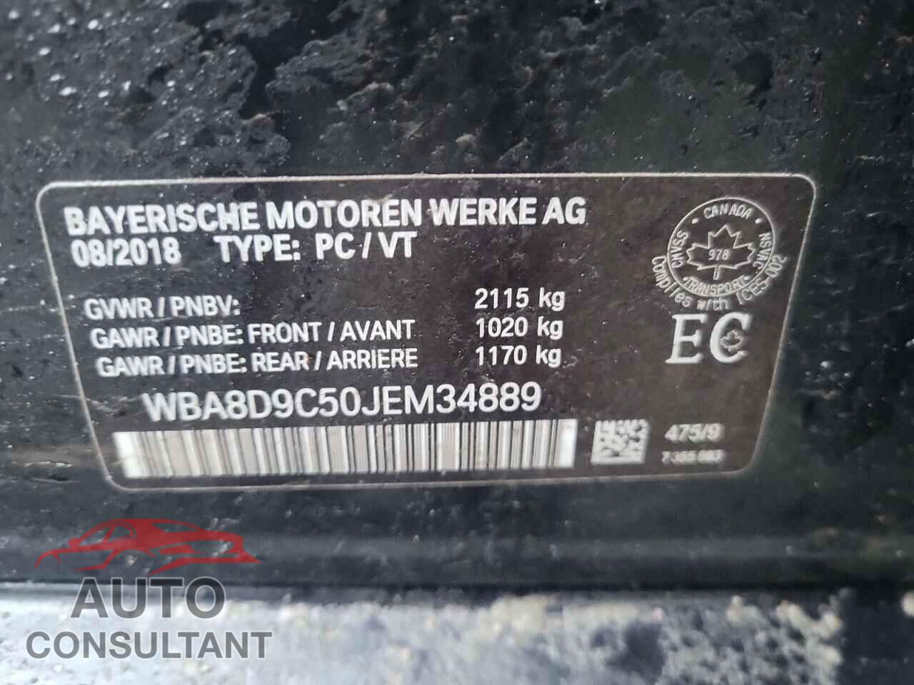 BMW 3 SERIES 2018 - WBA8D9C50JEM34889