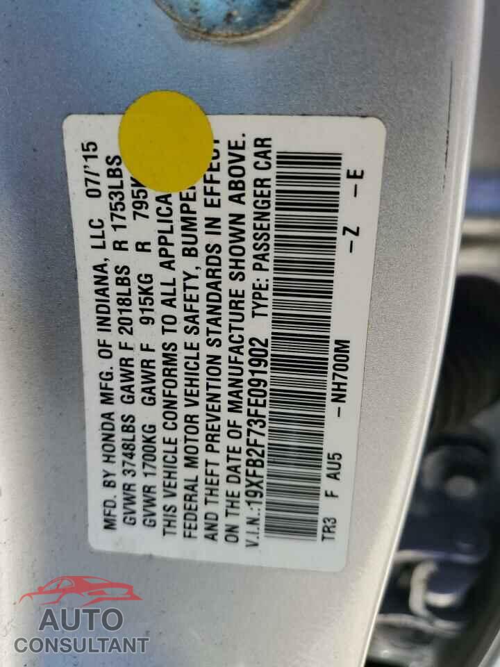 HONDA CIVIC 2015 - 19XFB2F73FE091902