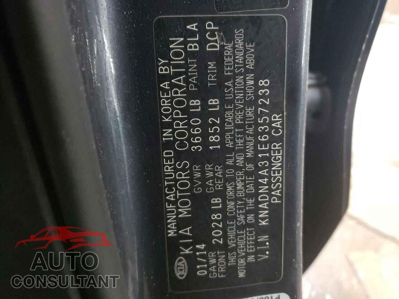 KIA RIO 2014 - KNADN4A31E6357238