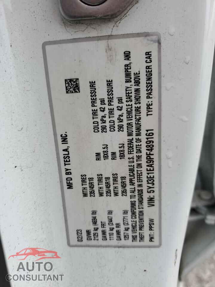 TESLA MODEL 3 2023 - 5YJ3E1EA9PF489161