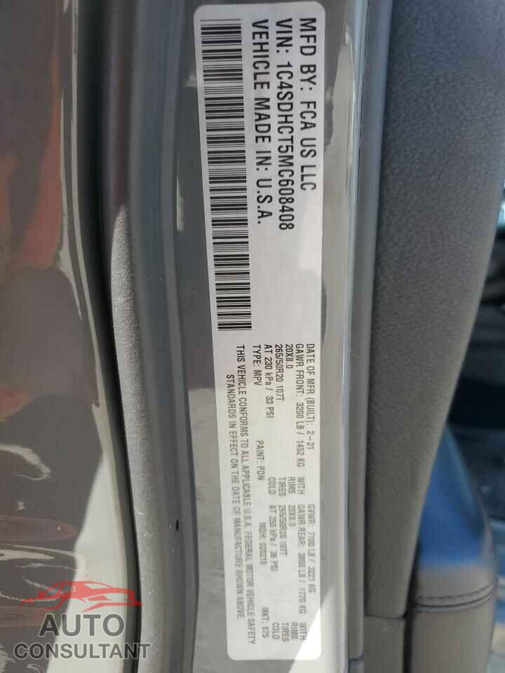 DODGE DURANGO 2021 - 1C4SDHCT5MC608408