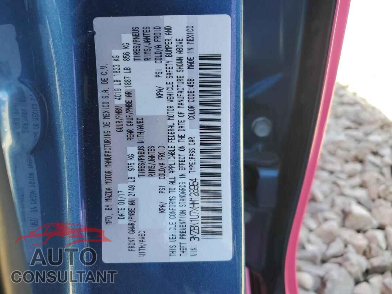 MAZDA 3 2017 - 3MZBN1U7XHM128954