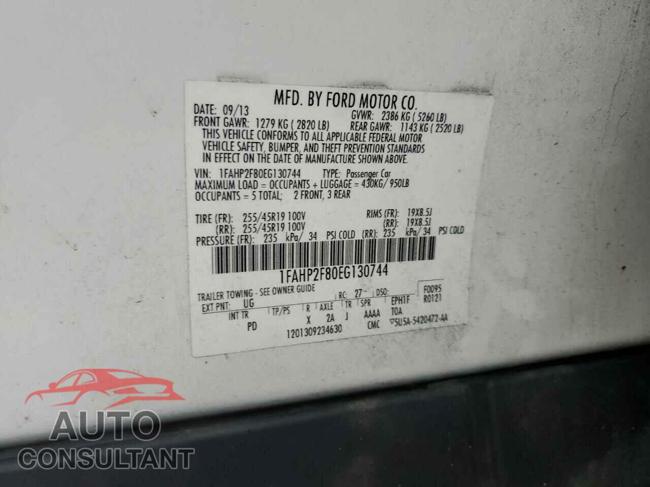 FORD TAURUS 2014 - 1FAHP2F80EG130744