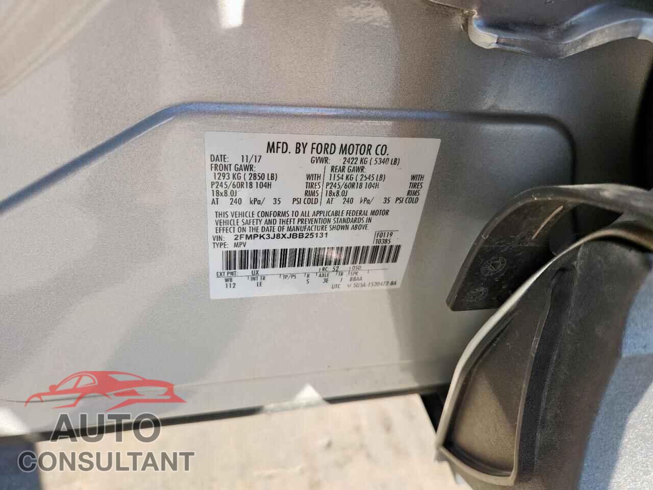 FORD EDGE 2018 - 2FMPK3J8XJBB25131