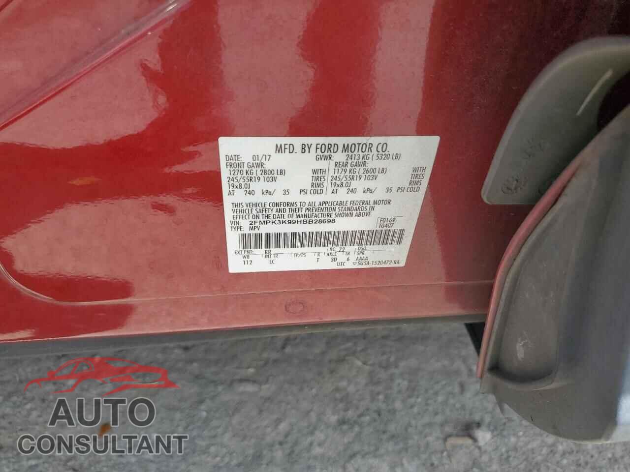 FORD EDGE 2017 - 2FMPK3K99HBB28698