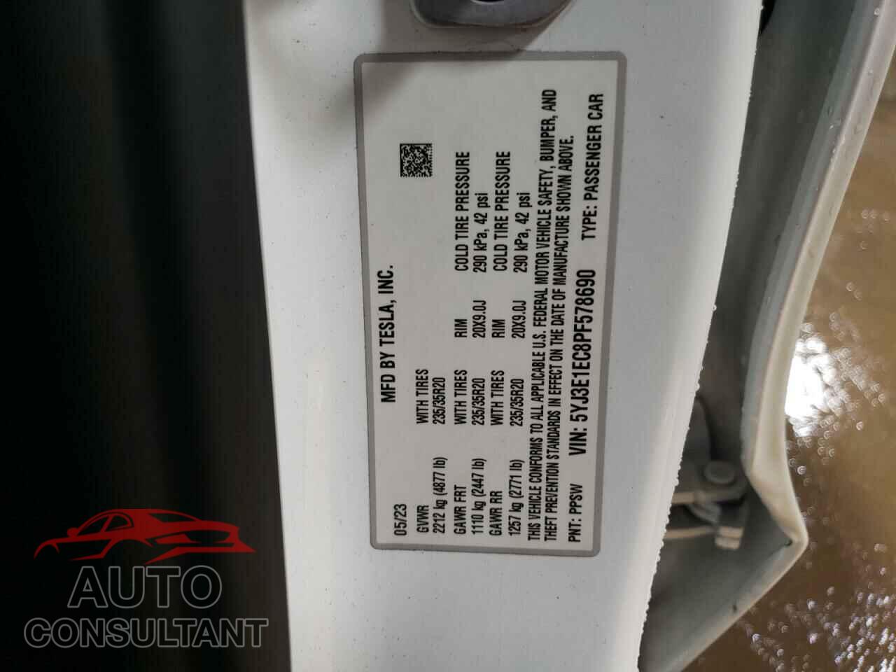 TESLA MODEL 3 2023 - 5YJ3E1EC8PF578690