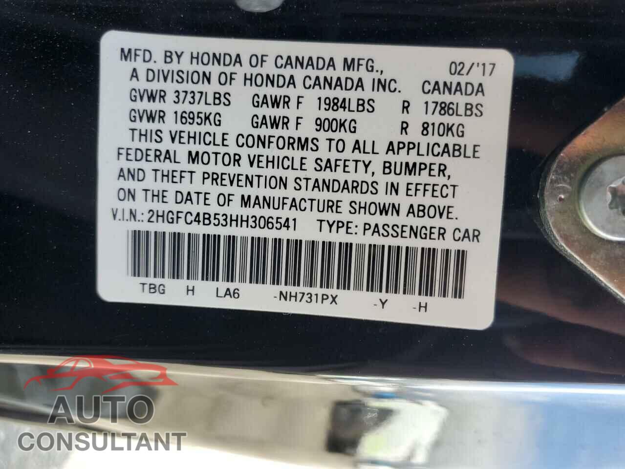 HONDA CIVIC 2017 - 2HGFC4B53HH306541