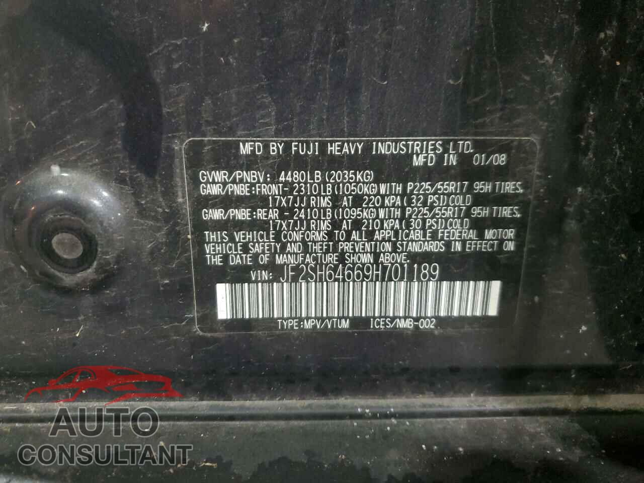 SUBARU FORESTER 2009 - JF2SH64669H701189