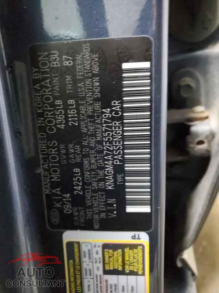 KIA OPTIMA 2015 - KNAGM4A72F5571794