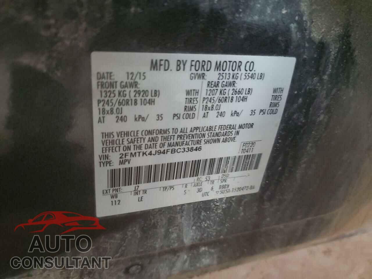FORD EDGE 2015 - 2FMTK4J94FBC33846