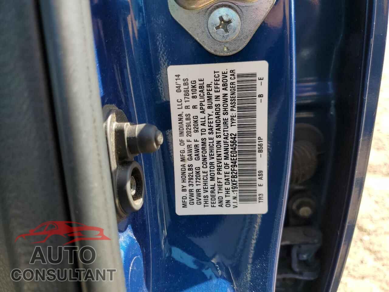 HONDA CIVIC 2014 - 19XFB2F94EE045642