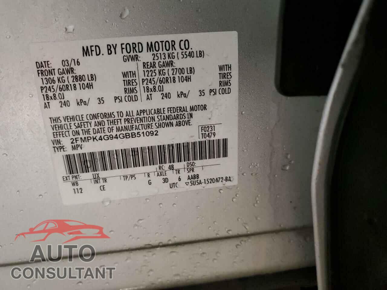 FORD EDGE 2016 - 2FMPK4G94GBB51092