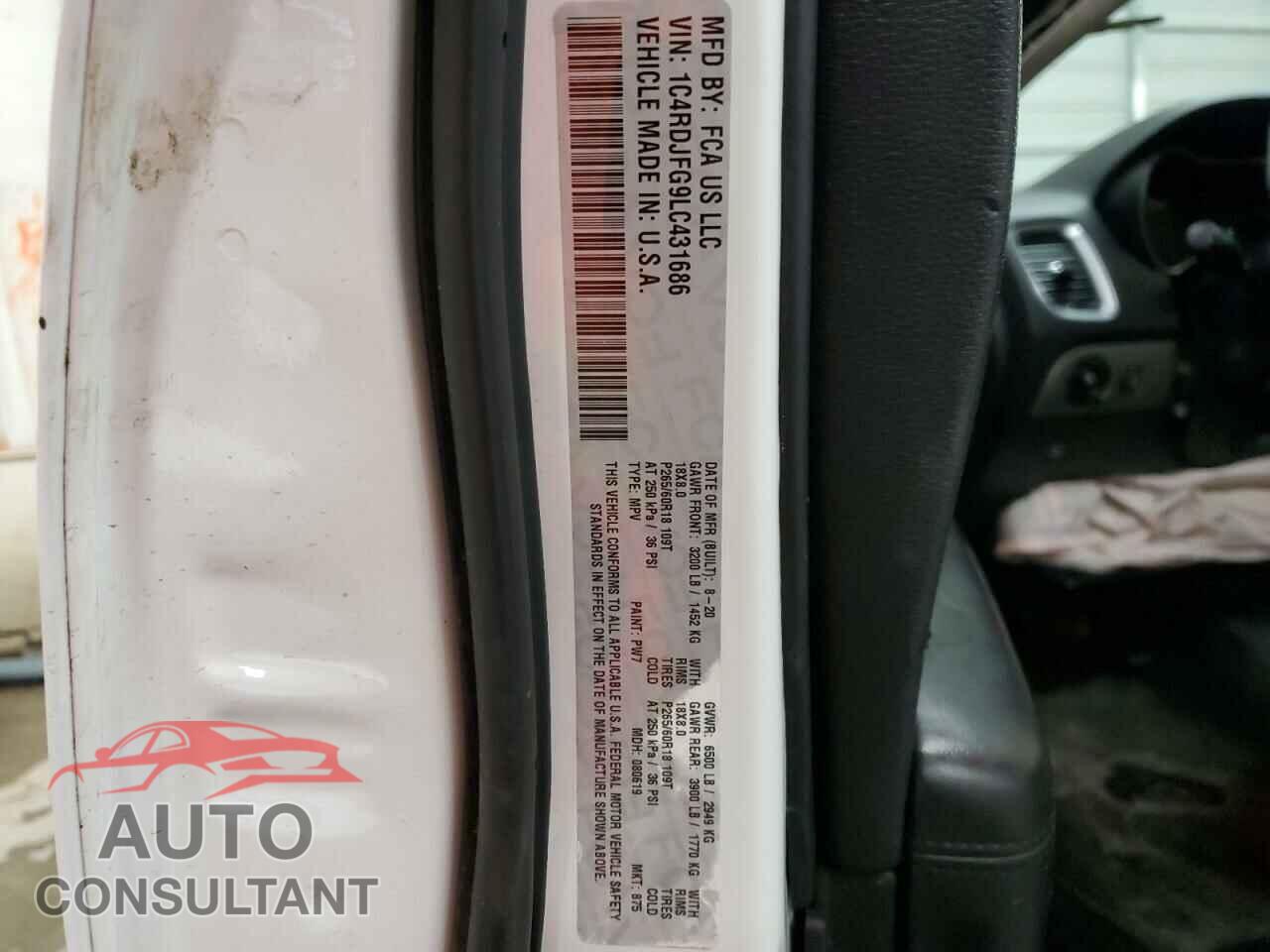 DODGE DURANGO 2020 - 1C4RDJFG9LC431686