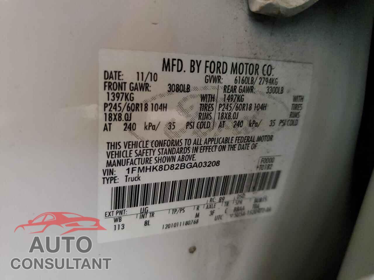 FORD EXPLORER 2011 - 1FMHK8D82BGA03208