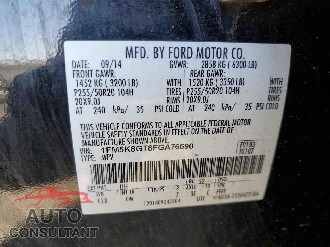 FORD EXPLORER 2015 - 1FM5K8GT8FGA76690