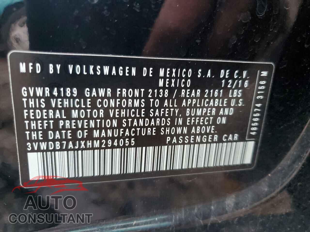 VOLKSWAGEN JETTA 2017 - 3VWDB7AJXHM294055