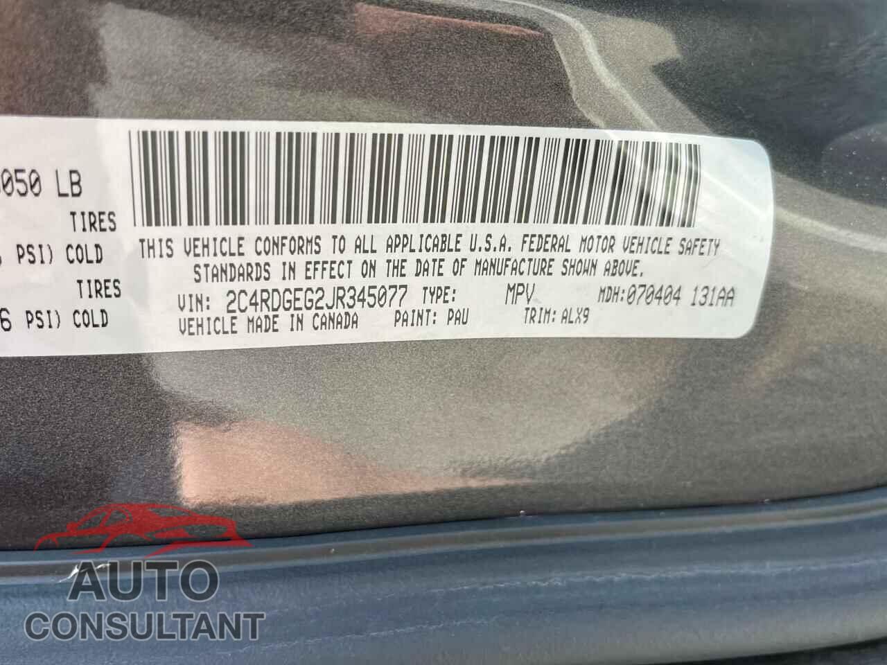 DODGE CARAVAN 2018 - 2C4RDGEG2JR345077