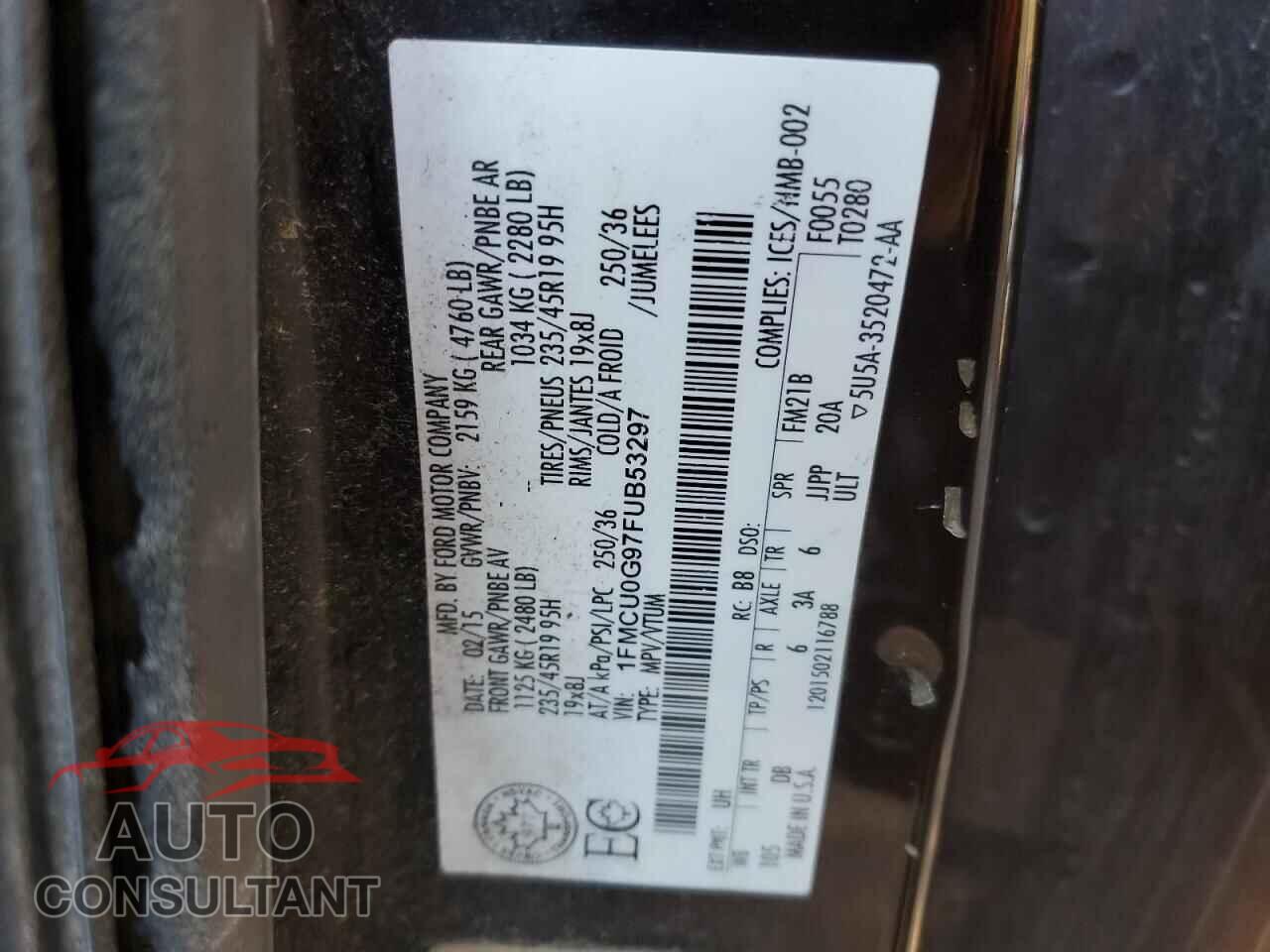 FORD ESCAPE 2015 - 1FMCU0G97FUB53297