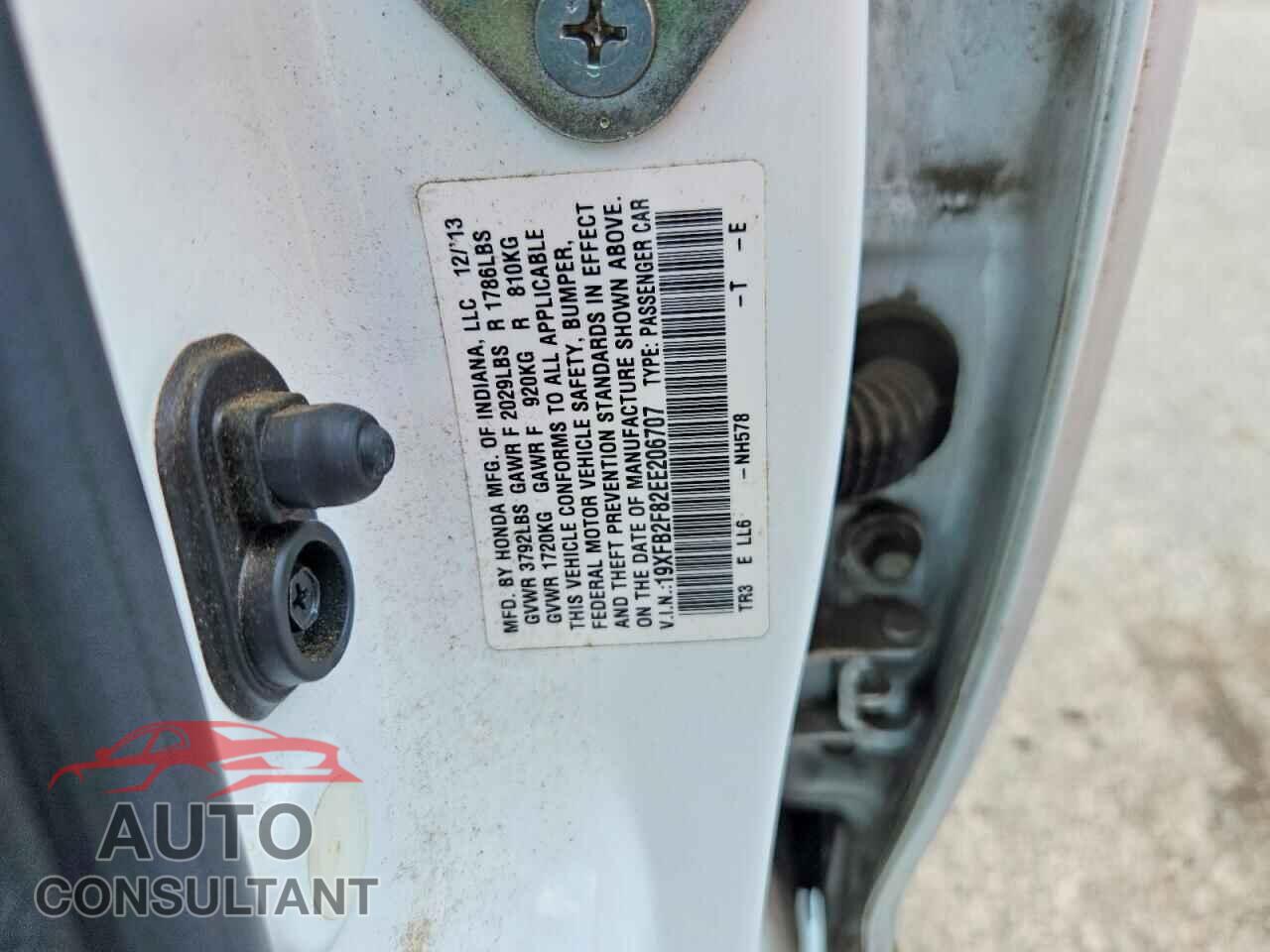 HONDA CIVIC 2014 - 19XFB2F82EE206707