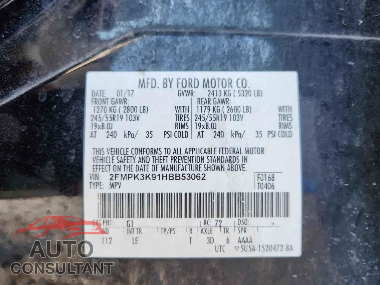 FORD EDGE 2017 - 2FMPK3K91HBB53062