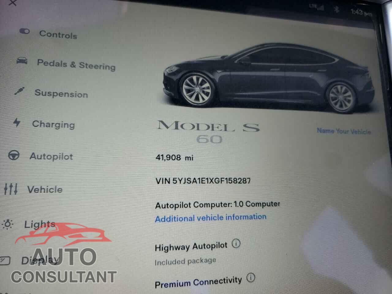 TESLA MODEL S 2016 - 5YJSA1E1XGF158287