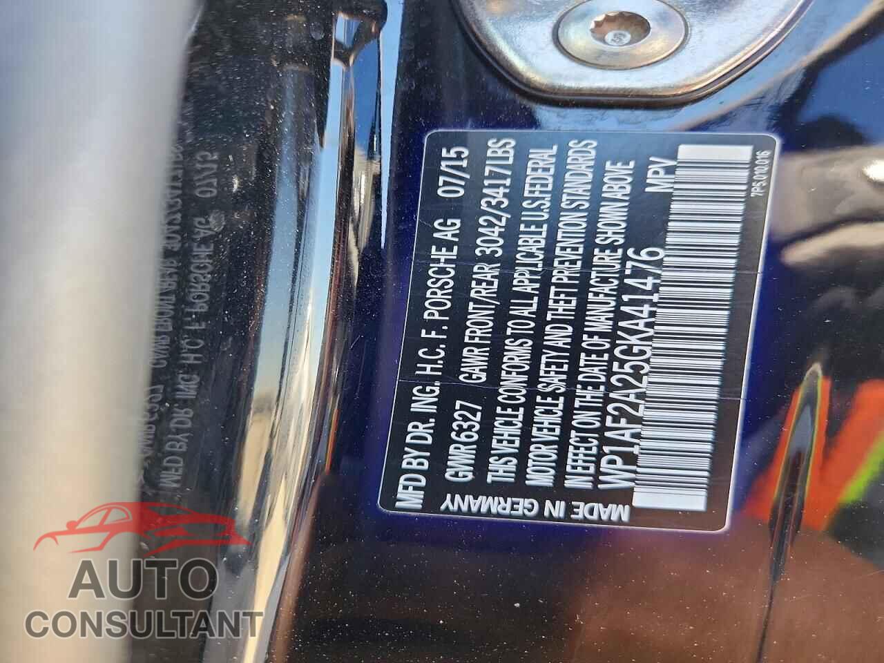 PORSCHE CAYENNE 2016 - WP1AF2A25GKA41476