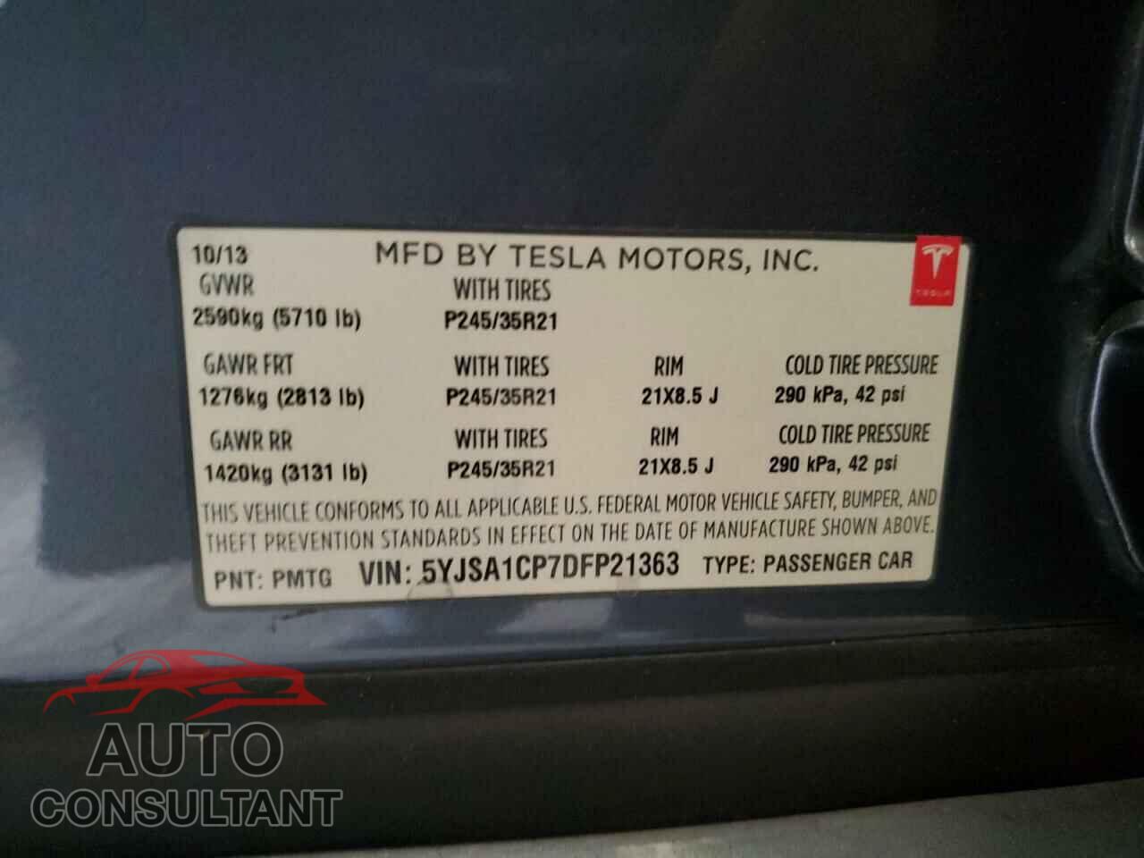 TESLA MODEL S 2013 - 5YJSA1CP7DFP21363