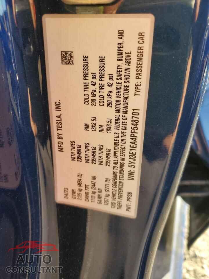 TESLA MODEL 3 2023 - 5YJ3E1EA4PF548701