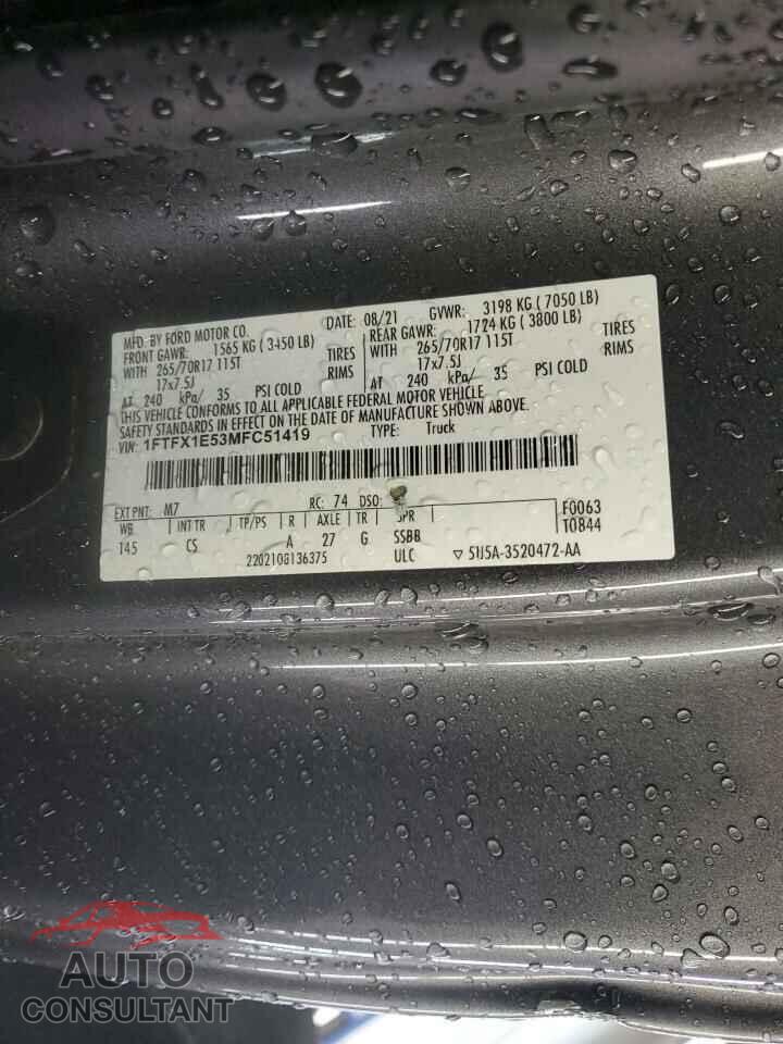 FORD F-150 2021 - 1FTFX1E53MFC51419