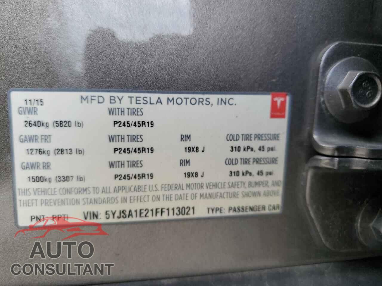 TESLA MODEL S 2015 - 5YJSA1E21FF113021