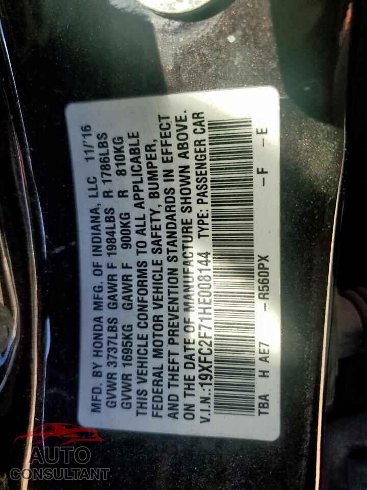 HONDA CIVIC 2017 - 19XFC2F71HE008144