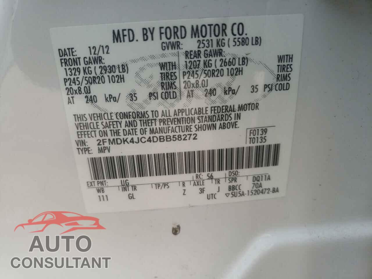FORD EDGE 2013 - 2FMDK4JC4DBB58272