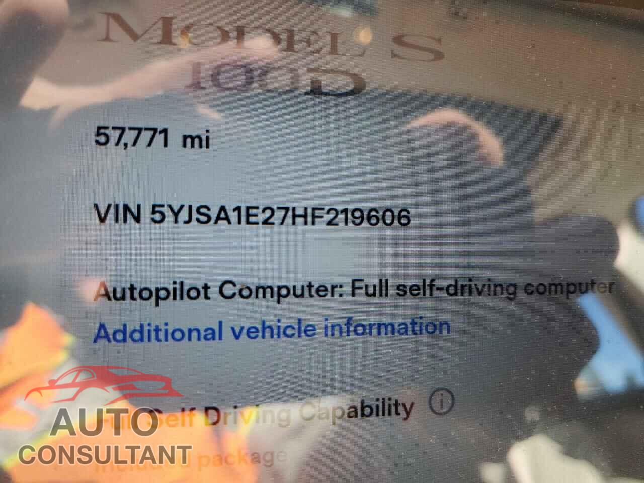 TESLA MODEL S 2017 - 5YJSA1E27HF219606