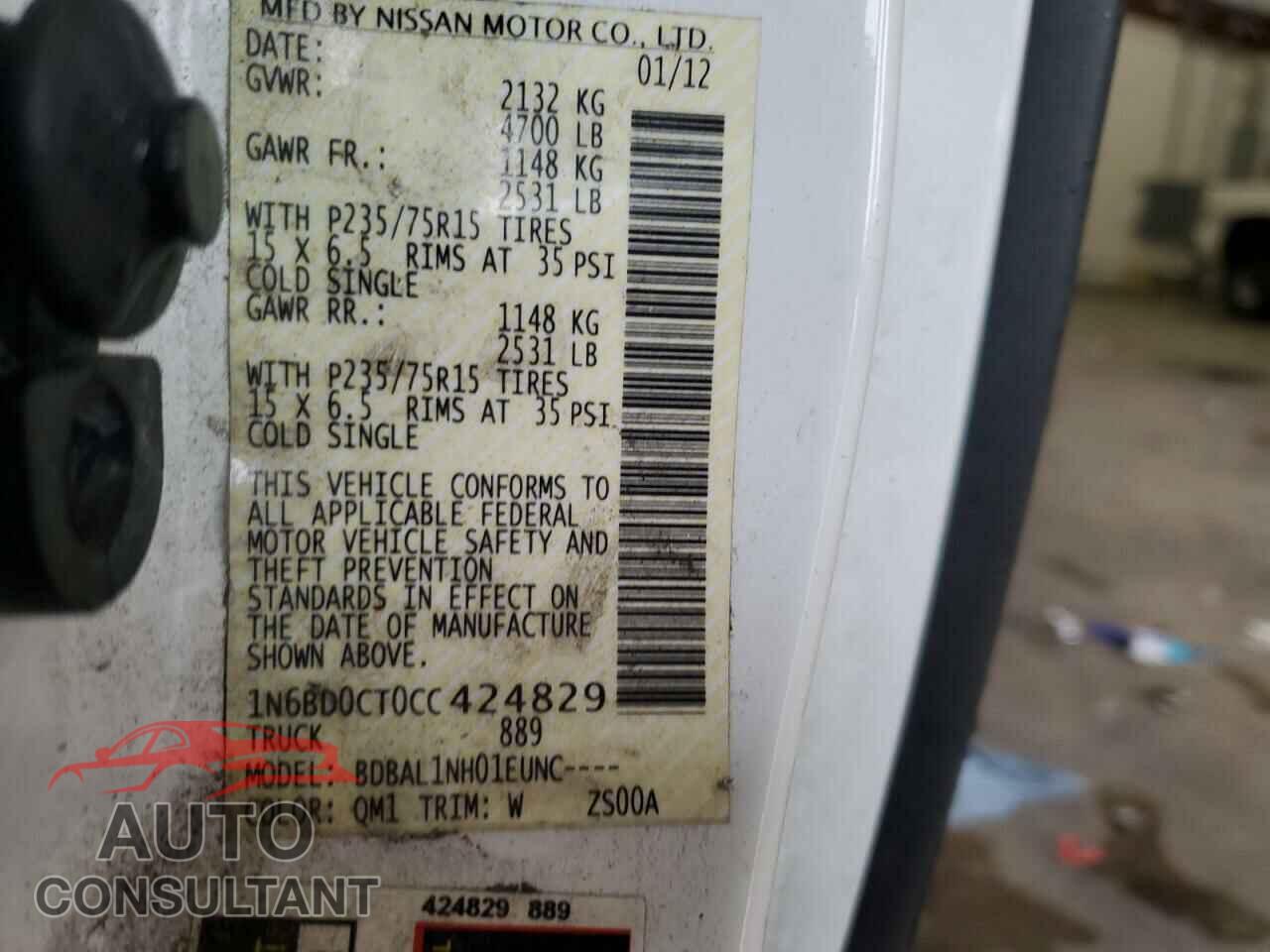 NISSAN FRONTIER 2012 - 1N6BD0CT0CC424829