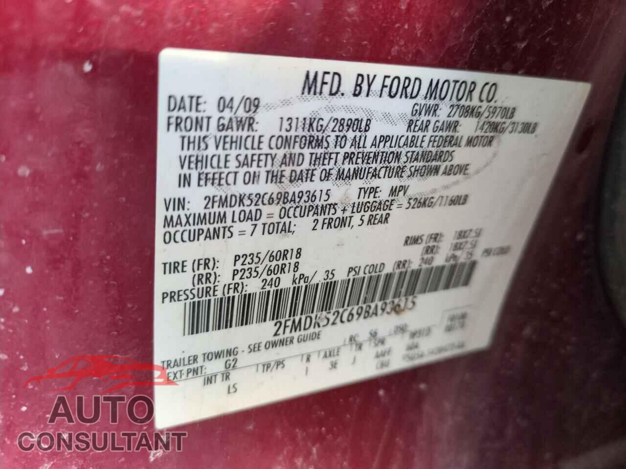 FORD FLEX 2009 - 2FMDK52C69BA93615
