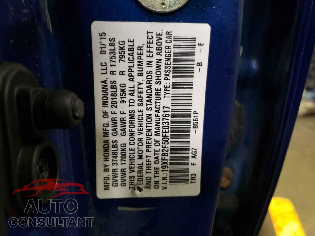 HONDA CIVIC 2015 - 19XFB2F50FE037617