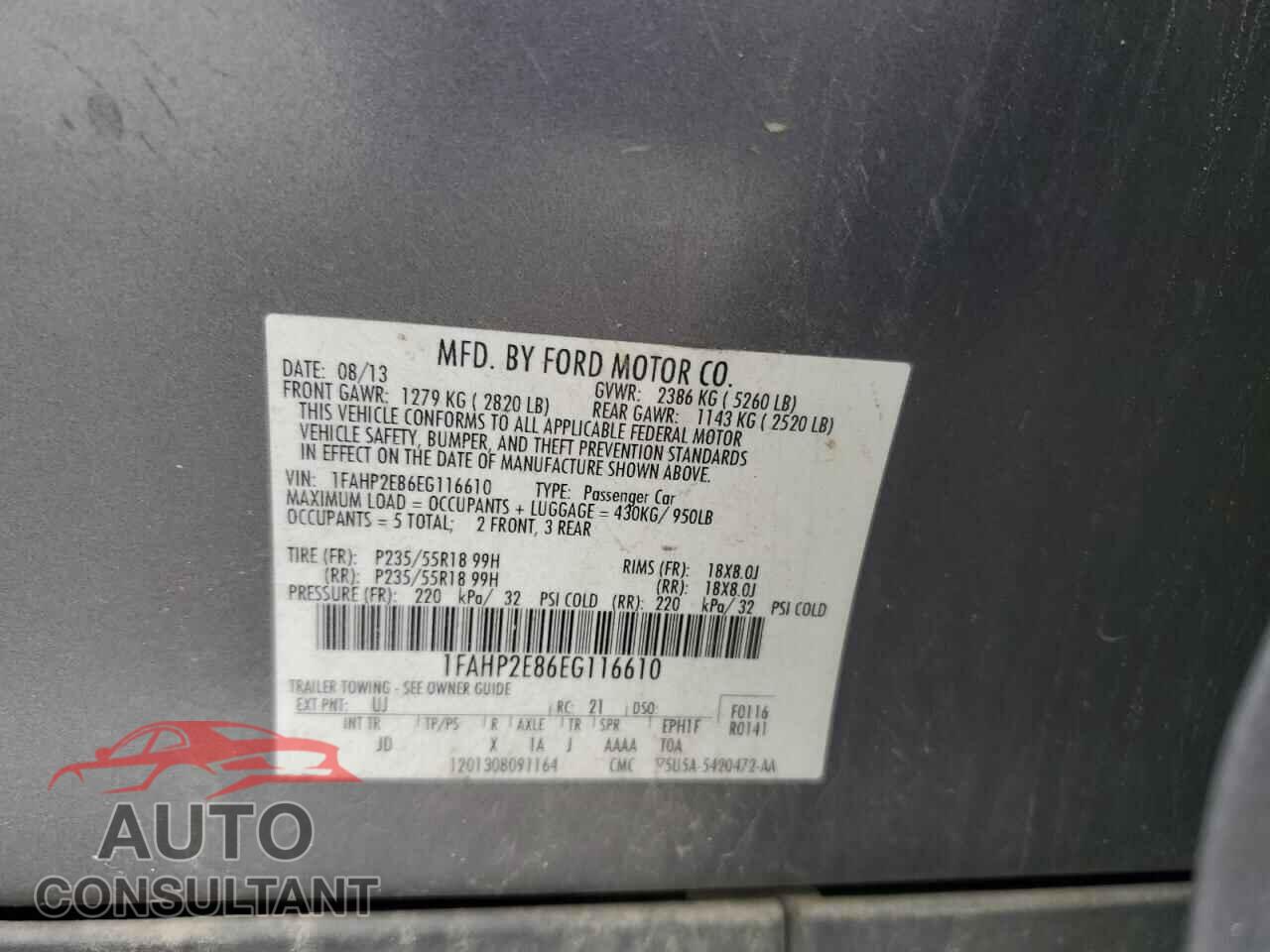 FORD TAURUS 2014 - 1FAHP2E86EG116610
