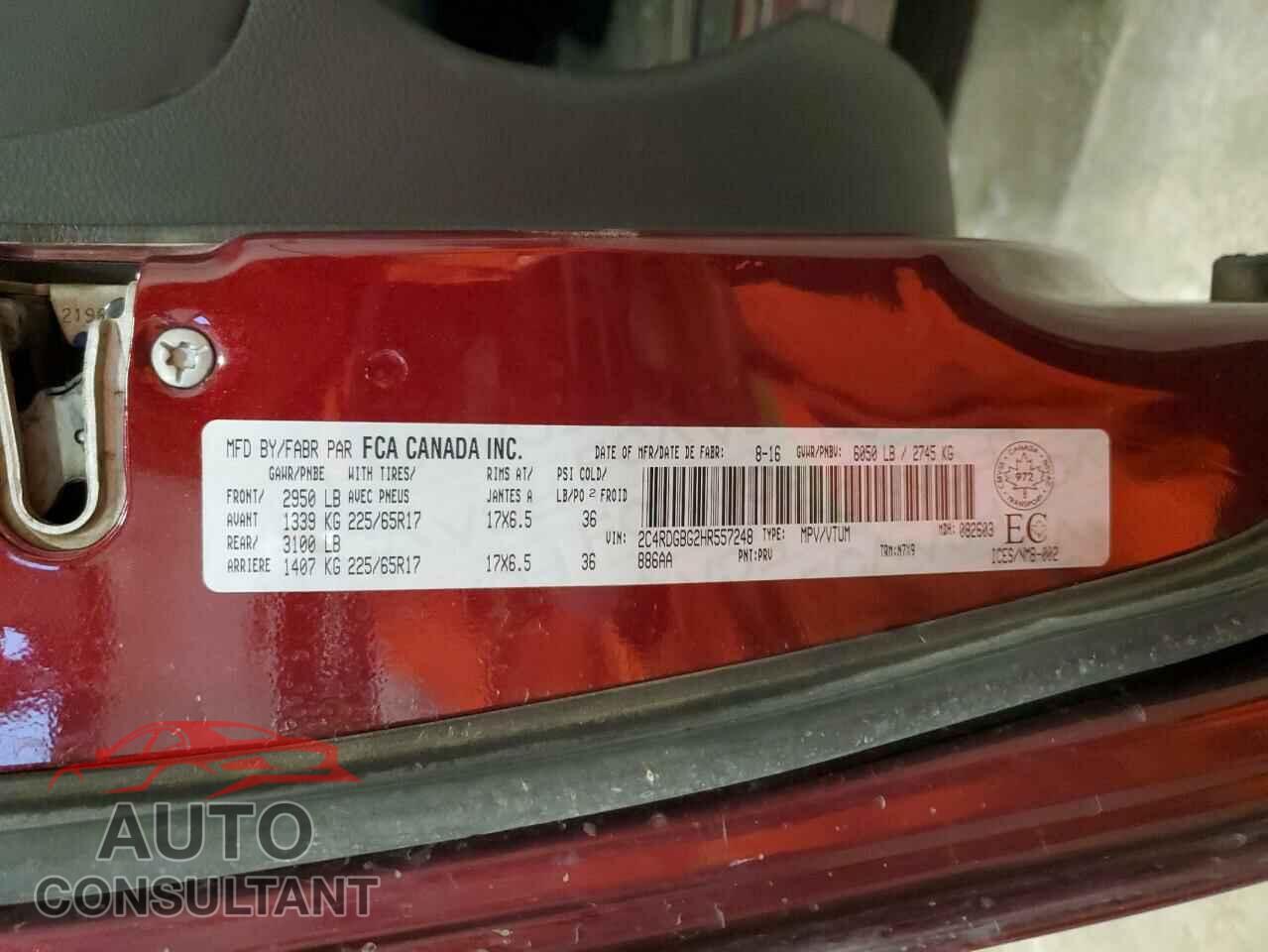 DODGE CARAVAN 2017 - 2C4RDGBG2HR557248