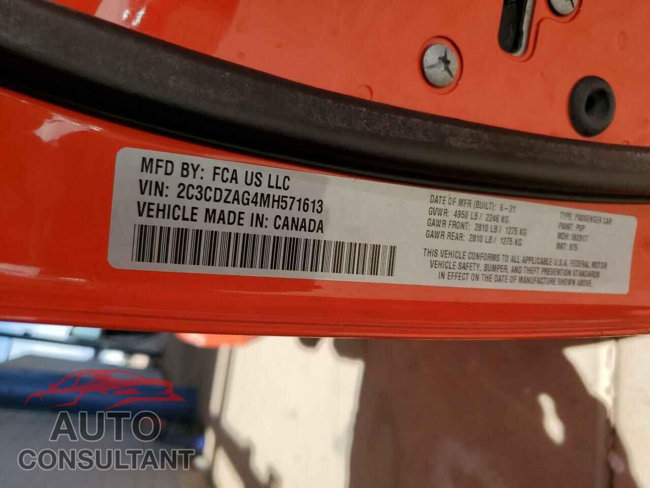 DODGE CHALLENGER 2021 - 2C3CDZAG4MH571613
