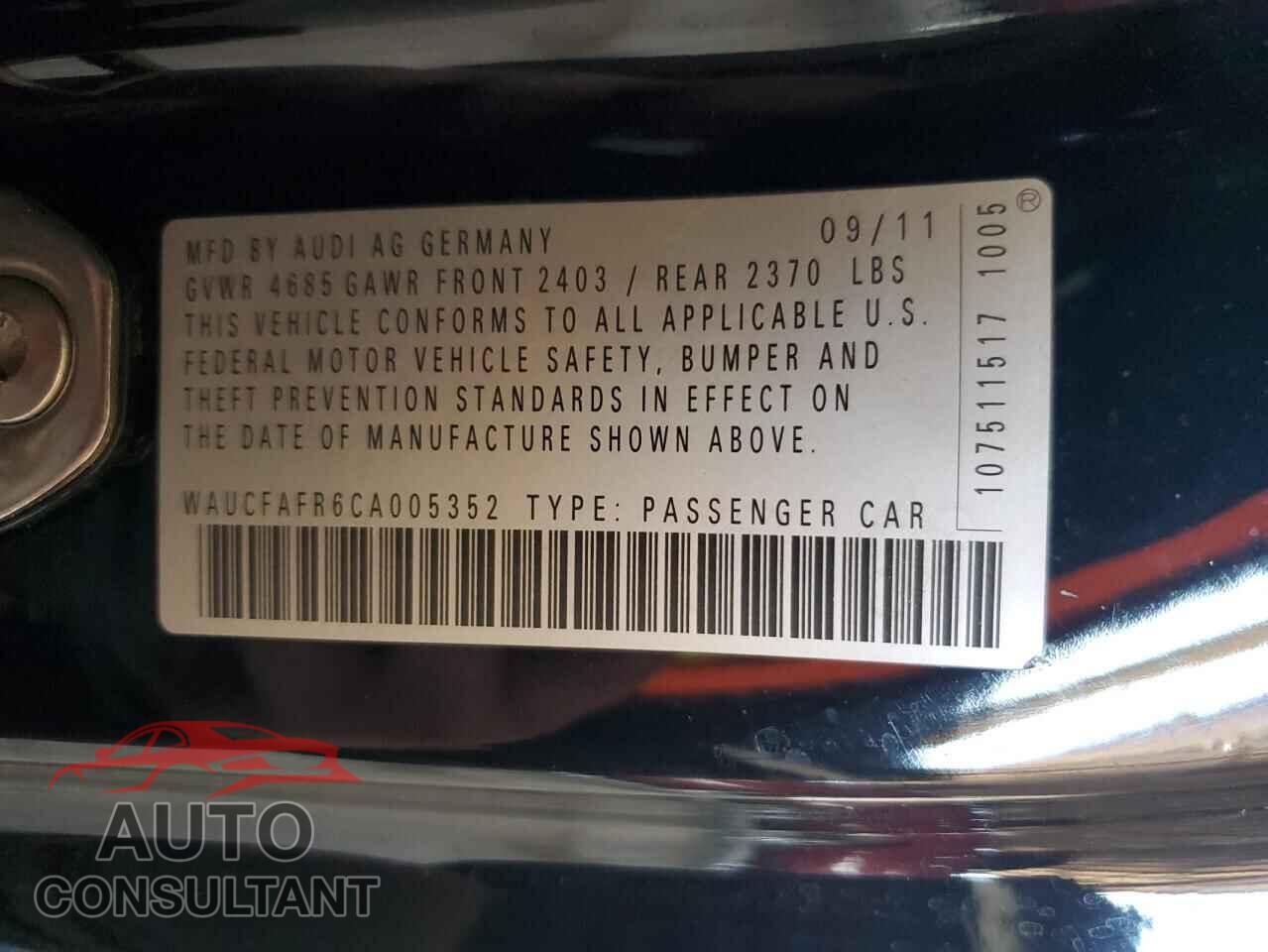 AUDI A5 2012 - WAUCFAFR6CA005352