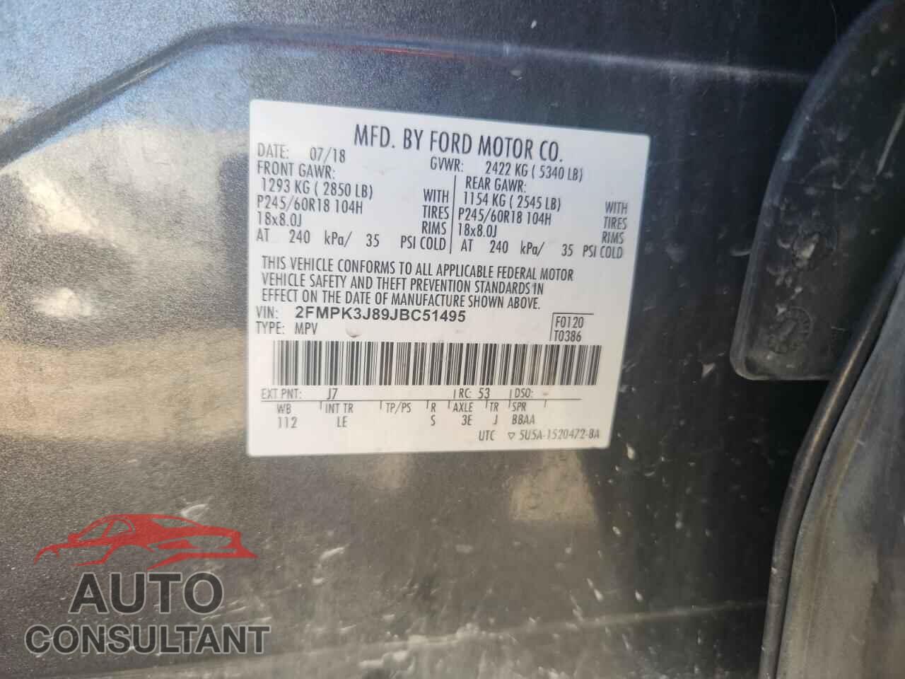 FORD EDGE 2018 - 2FMPK3J89JBC51495