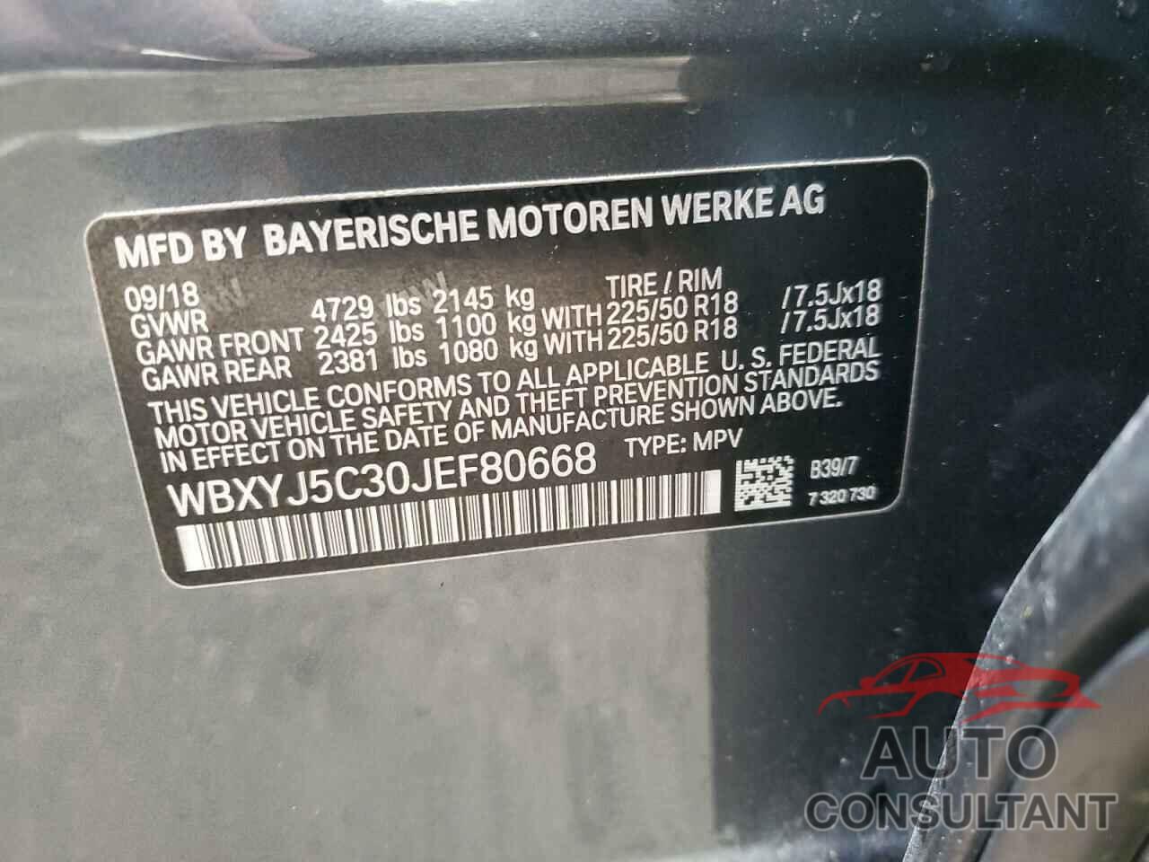 BMW X2 2018 - WBXYJ5C30JEF80668