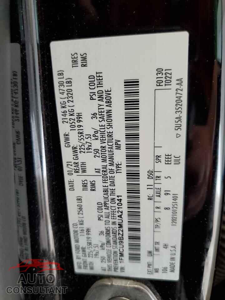 FORD ESCAPE 2021 - 1FMCU9BZ2MUA21041