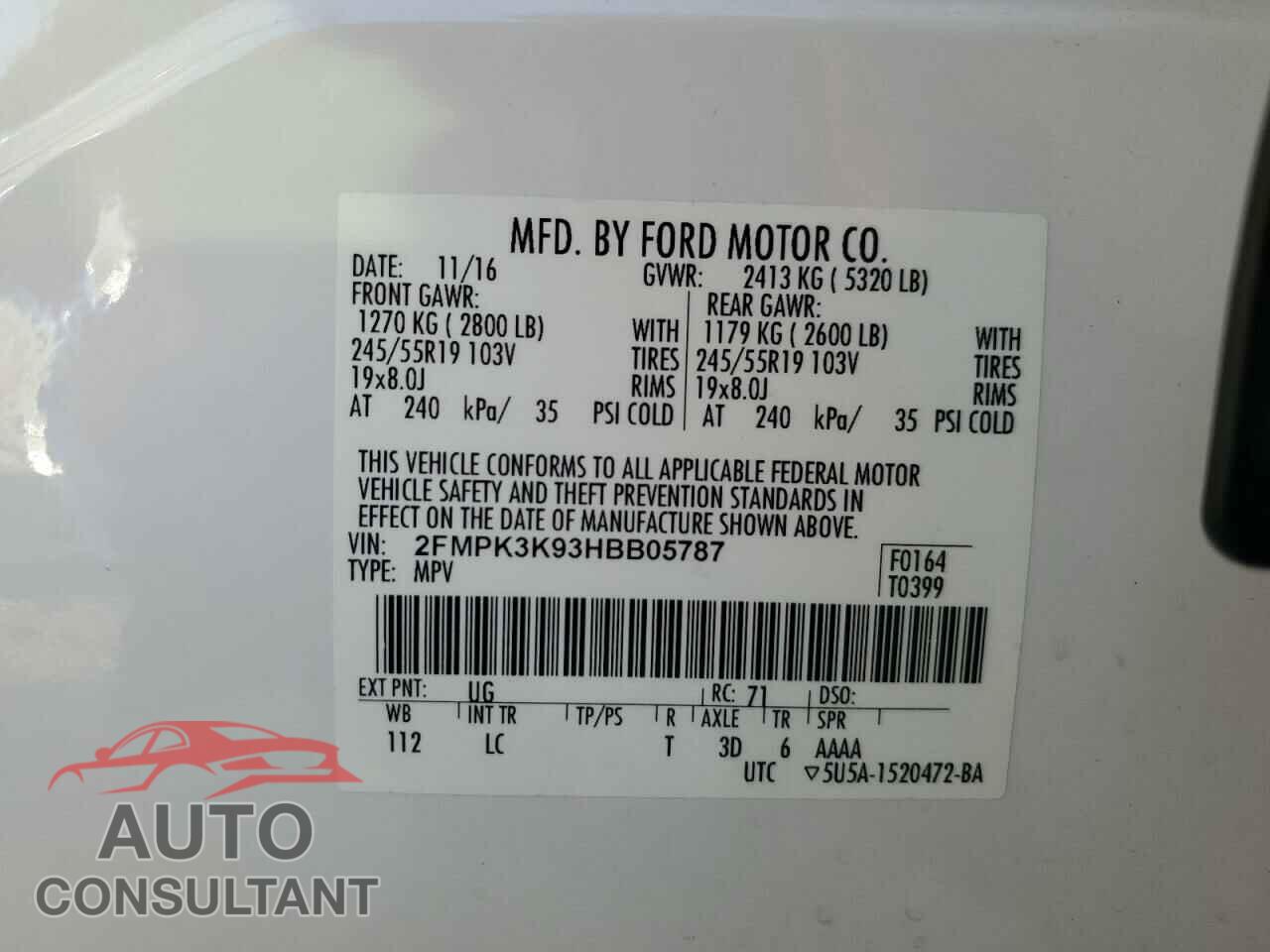 FORD EDGE 2017 - 2FMPK3K93HBB05787