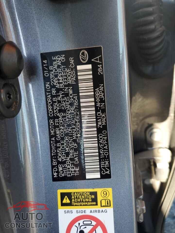 LEXUS CT 200 2014 - JTHKD5BH5E2178641