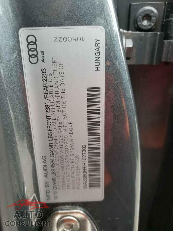 AUDI A3 2017 - WAUB8GFF5H1027302