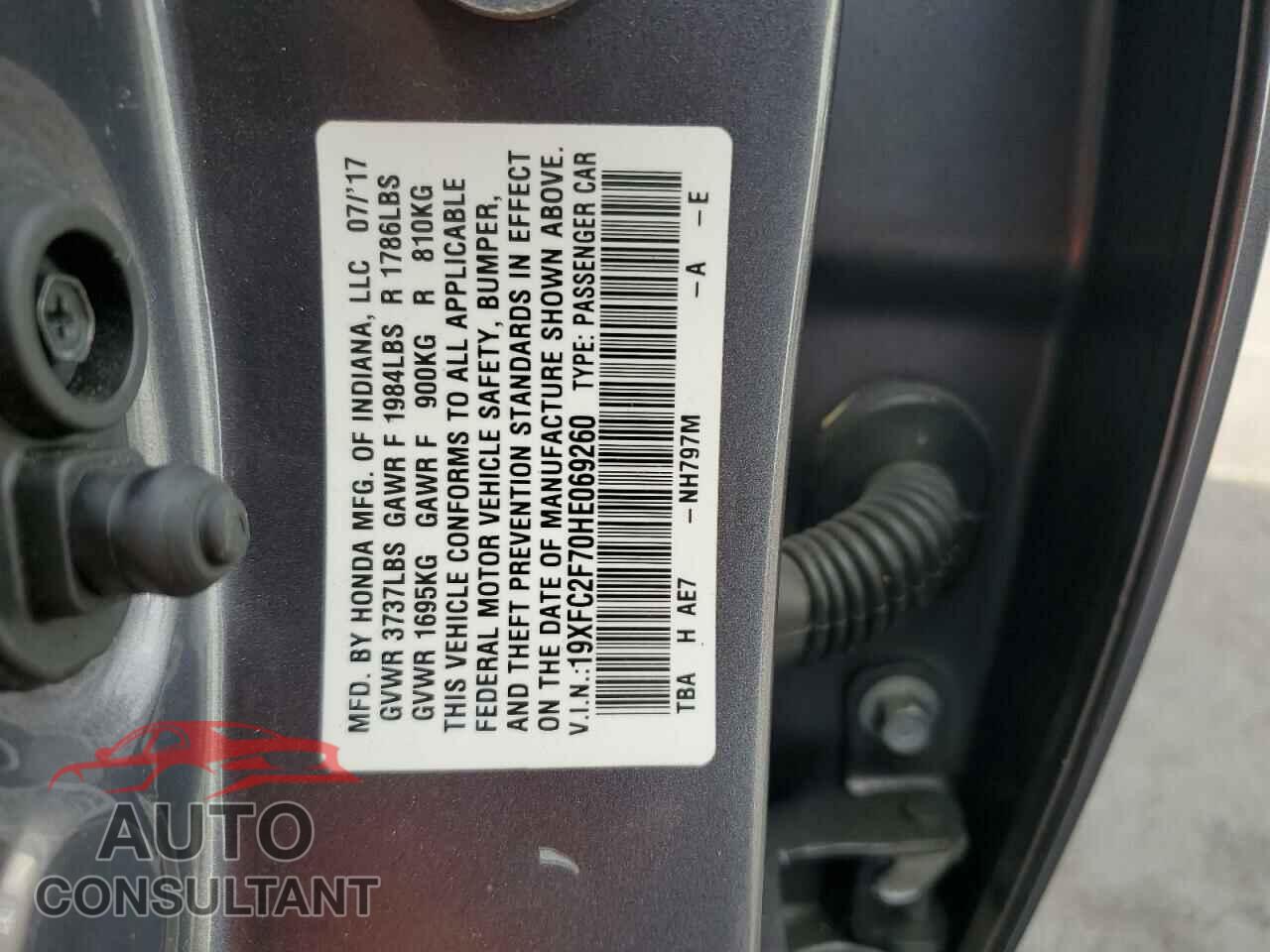HONDA CIVIC 2017 - 19XFC2F70HE069260