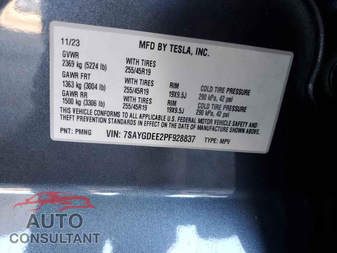 TESLA MODEL Y 2023 - 7SAYGDEE2PF928837