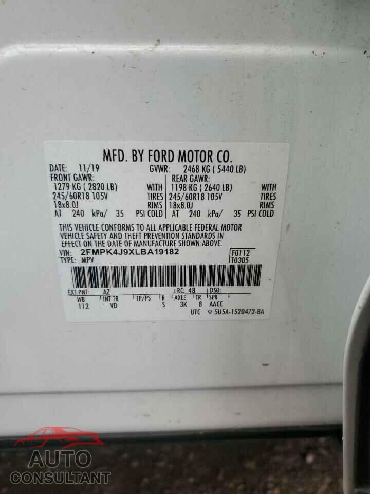 FORD EDGE 2020 - 2FMPK4J9XLBA19182